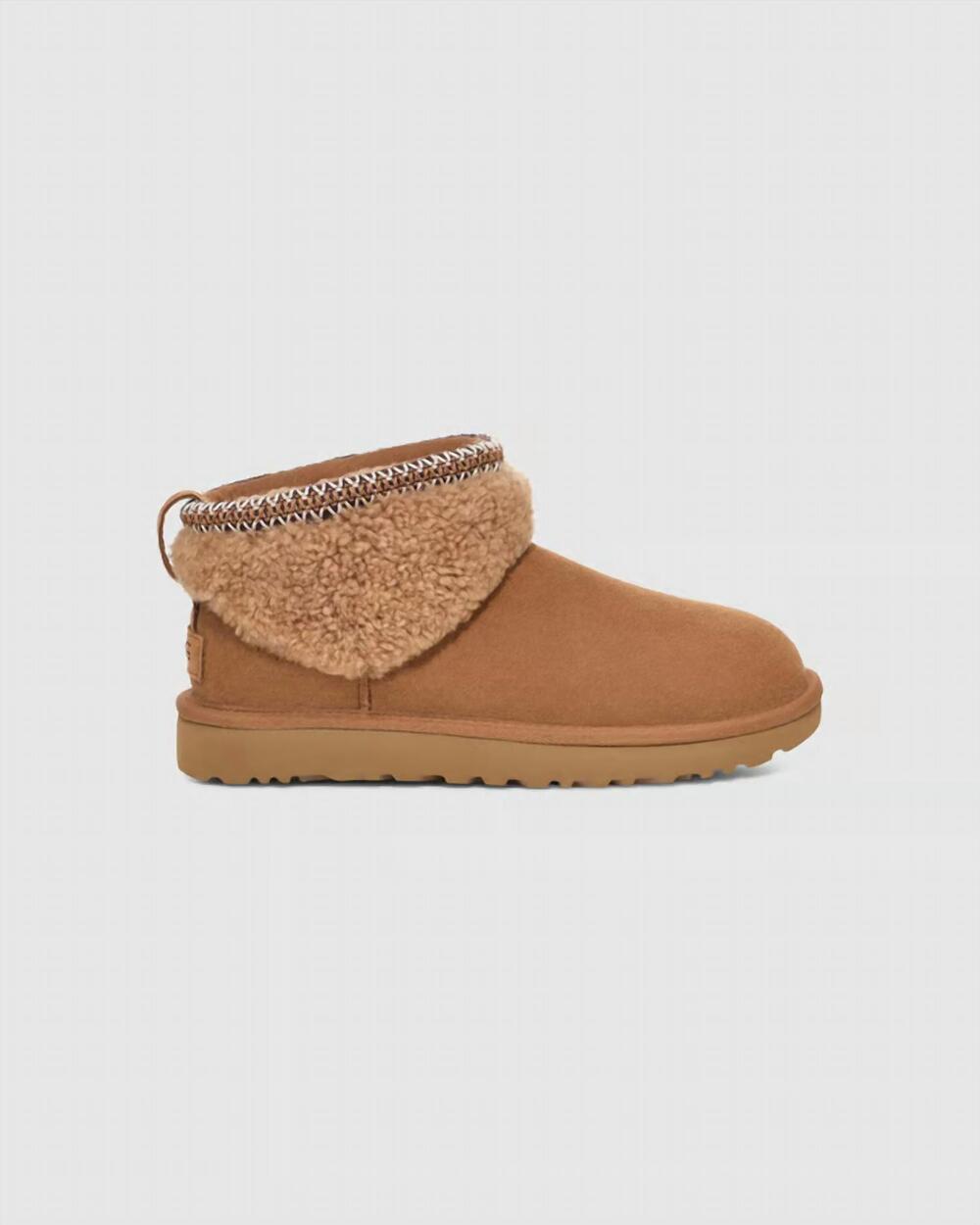 NEW UGG women's classic ultra mini maxi curly boot in chestnut